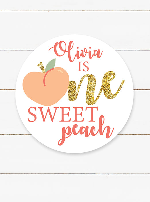 One Sweet Peach Birthday Party Stickers