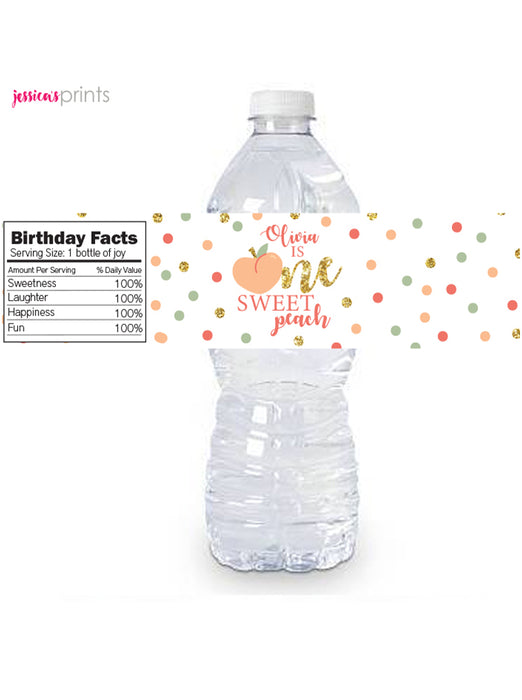 Sweet Peach Party Water Bottle Labels