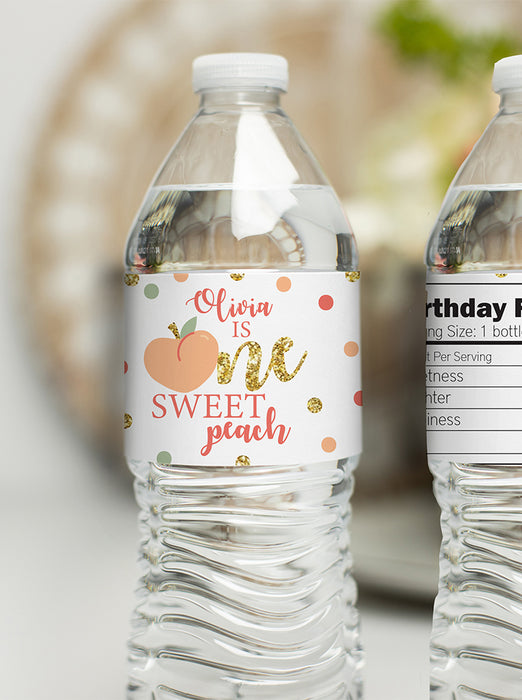 Sweet Peach Party Water Bottle Labels