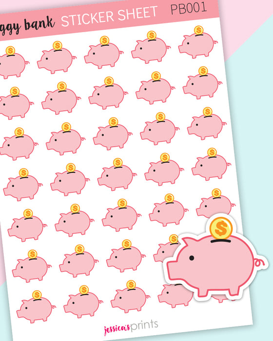 Piggy Bank Planner Stickers