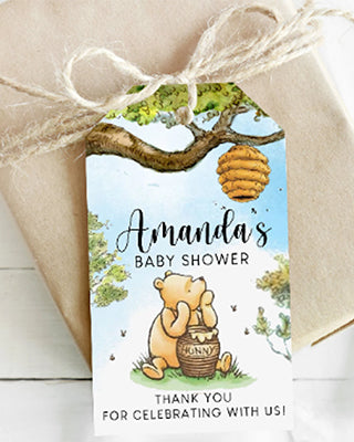 Pooh Baby Shower Hang Tags