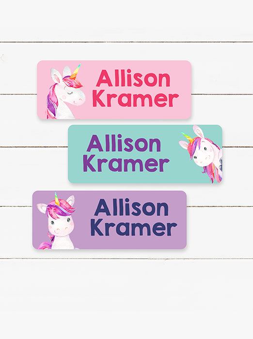 Unicorn School Name Labels Personalized Waterproof Daycare and