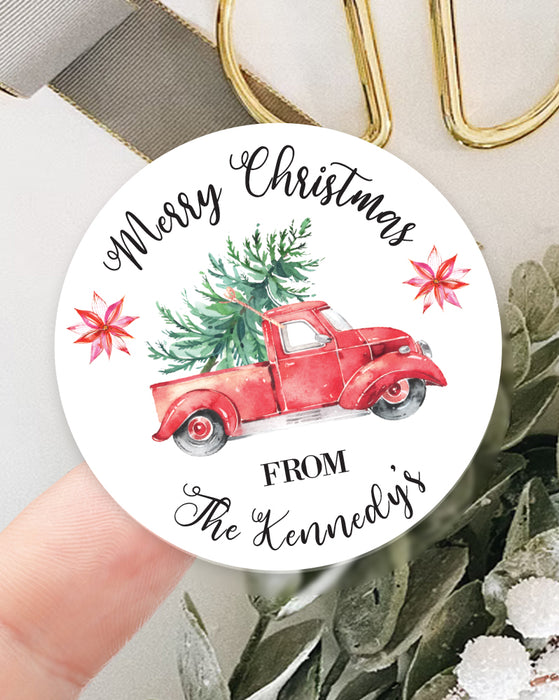 Red Truck Christmas Stickers