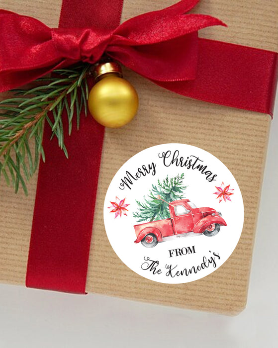 Red Truck Christmas Stickers