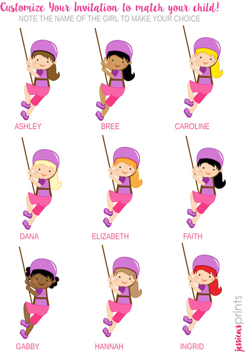 Girl Rock Wall Climbing Party Stickers