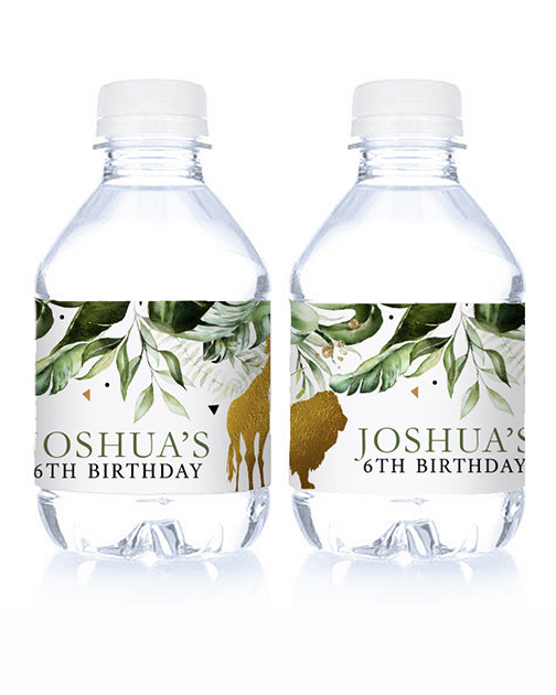 Gold Safari Water Bottle Labels — Pig Party Prints