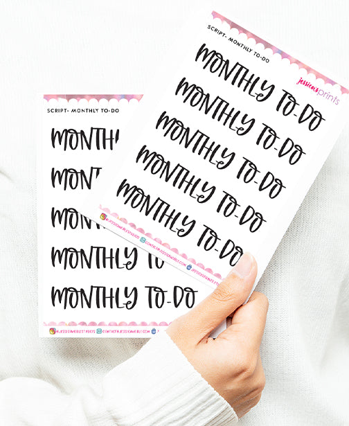 Script Monthy To Do Planner Stickers