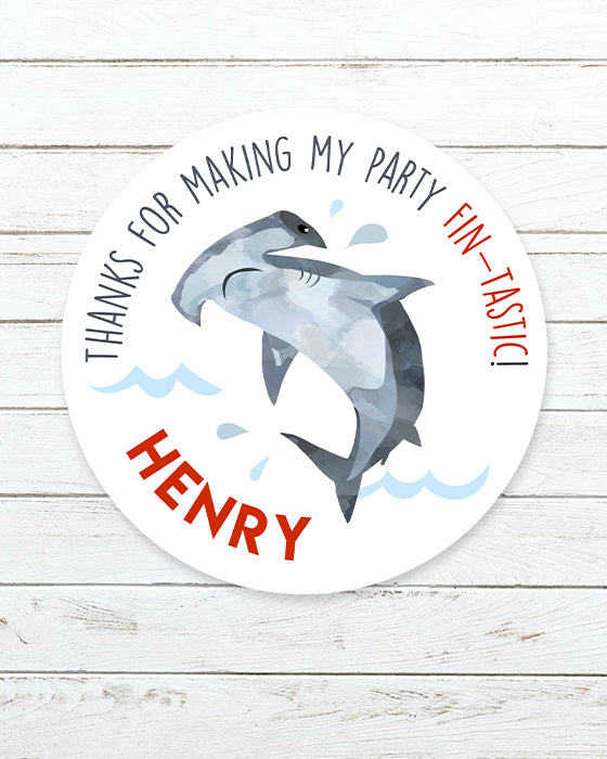 Hammerhead Shark Birthday Party Stickers
