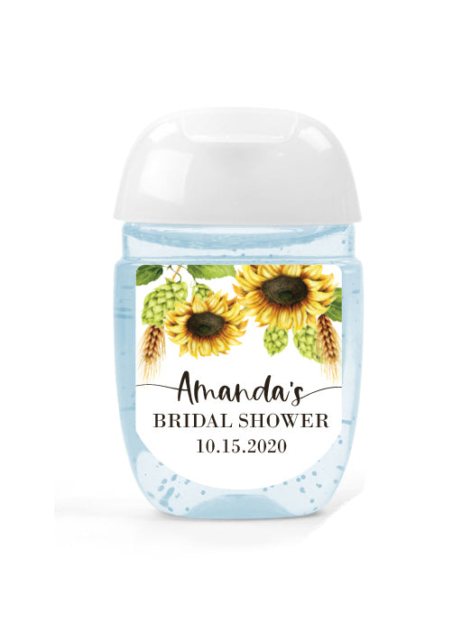 Sunflower Bridal Shower Hand Sanitizer Label