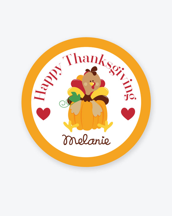 Pumpkin Turkey Thanksgiving Treat Stickers