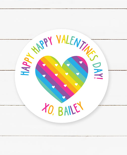Rainbow Heart Valentine Stickers