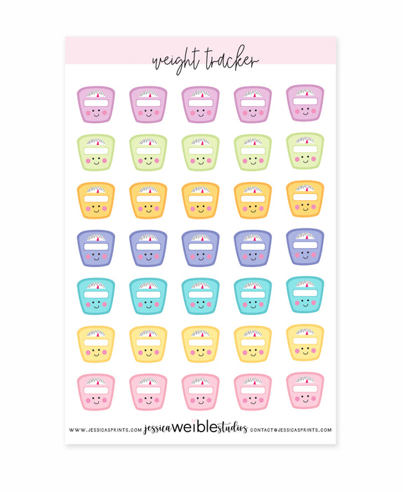 Scale Tracker Sticker Weight Tracker Planner Stickers — Pig Party Prints