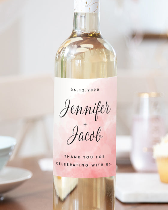 Custom Color Wedding Couple Wine Labels