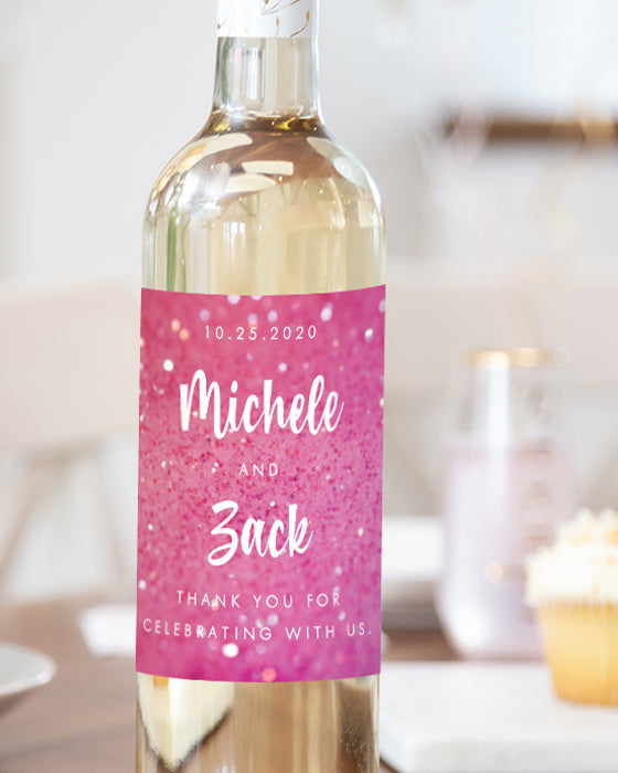 Custom Color Wedding Couple Wine Labels
