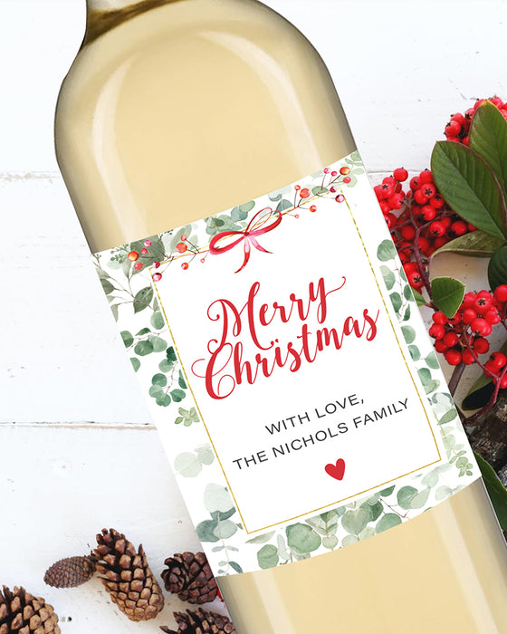 Eucalyptus Merry Christmas Wine Labels